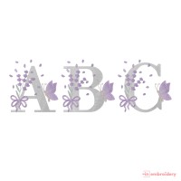 Lavender Butterfly Alphabet Embroidery Font – 4 Sizes
