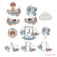 Little Aviator Airplane Alphabet & Embroidery Designs Collection