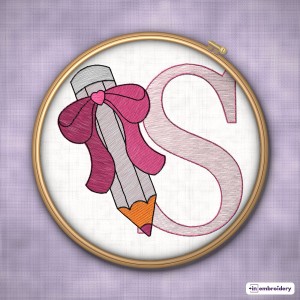 Pencil & Bow Alphabet Embroidery Font – Back to School