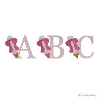 Pencil & Bow Alphabet Embroidery Font – Back to School