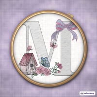 Spring Birdhouse Alphabet Embroidery Font – 4x4 Hoop