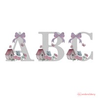 Spring Birdhouse Alphabet Embroidery Font – 4x4 Hoop