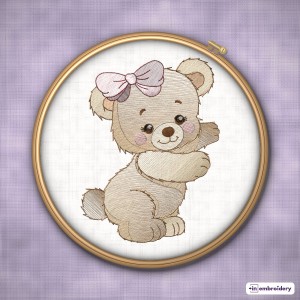 Teddy Bear Girl Alphabet Embroidery – Applique & Filled + 100 Names