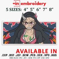 Nezuko Angry Anime Girl Embroidery Design 5 Sizes