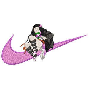 Nezuko Swoosh Purple Embroidery Design 3 Sizes