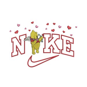 Swoosh Pooh cupid Embroidery Design 4 Sizes