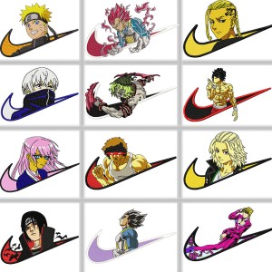 +100 Swoosh X Anime Embroidery designs