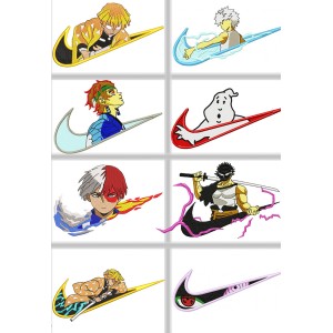 +100 Swoosh X Anime Embroidery designs