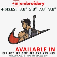 Berserk Anime Swoosh x Guts Embroidery Design 4 Sizes