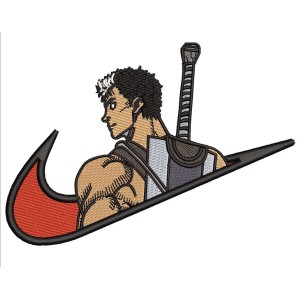 Berserk Anime Swoosh x Guts Embroidery Design 4 Sizes