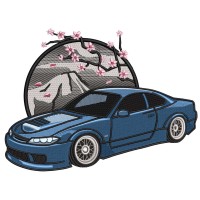NISSAN Blue Car Embroidery Design 4 Sizes