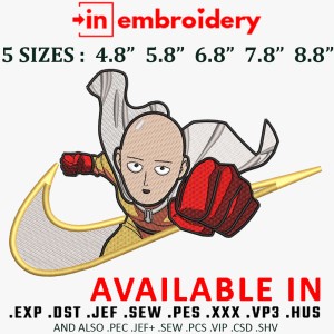 Swoosh x One Punch Man Embroidery Design 5 Sizes