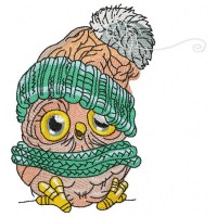 Owl Snow Embroidery Design 5 Sizes