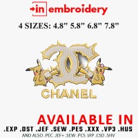 Pikachu Pokemon Anime Embroidery Design 4 Sizes