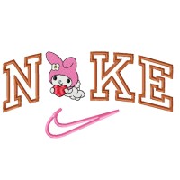 Pink Swoosh Cute Embroidery Design 4 Sizes