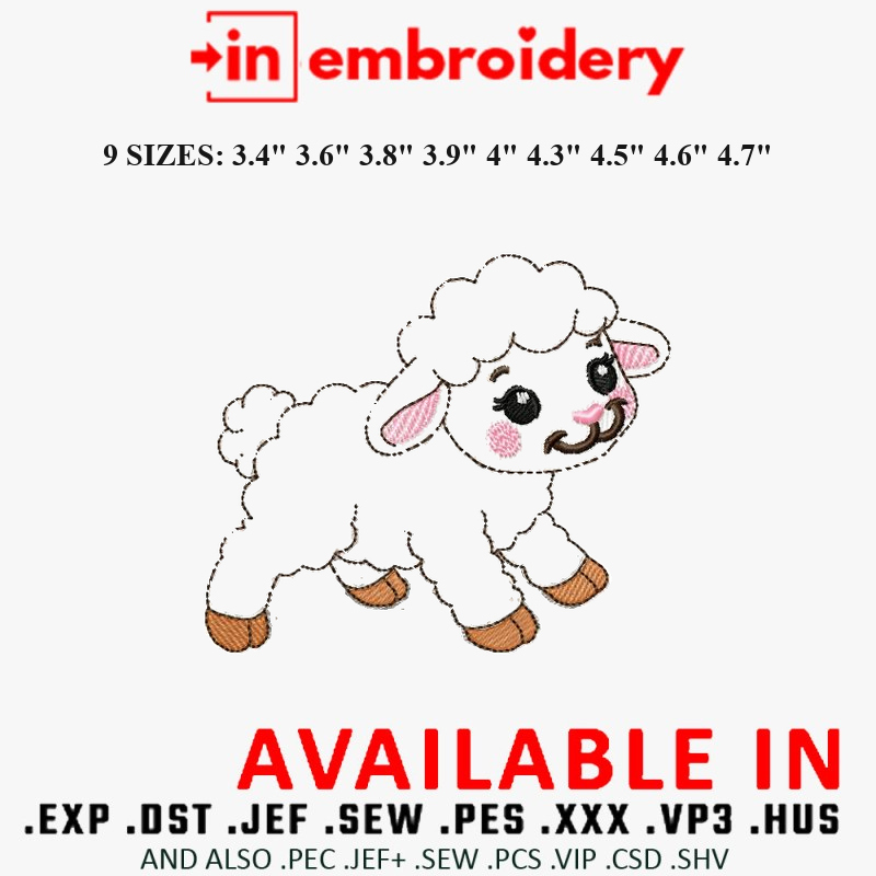 Playful Animals Hoop Embroidery Designs 9 Sizes