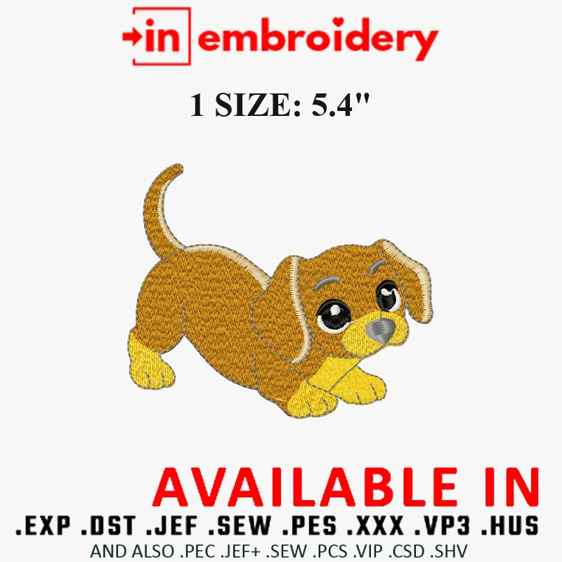 Playful Puppy Embroidery Design