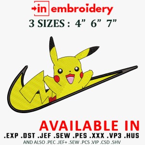 Swoosh x Pikachu Embroidery Design 3 Sizes