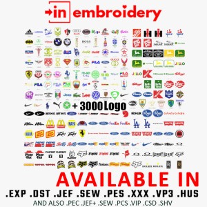 +3000 Popular Logos Embroidery Designs Pack