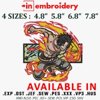 PORTGAS D ACE Embroidery Design 4 Sizes