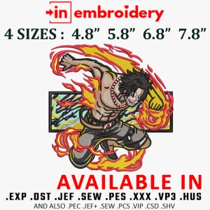 PORTGAS D ACE Embroidery Design 4 Sizes