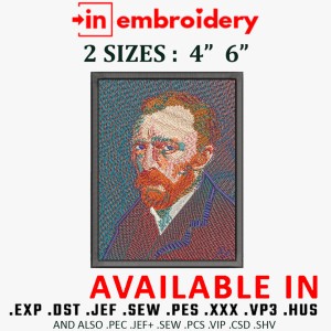 Vincent Van Gogh - Self Portrait Embroidery Design 2 Sizes