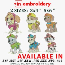 6 Paw Patrol Main Character Embroidery Designs 2 Sizes