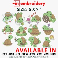 Precious Turtles Embroidery 12 Designs Pack