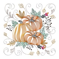 Pumpkins and Autumn Leaves Embroidery Design – 1 Size