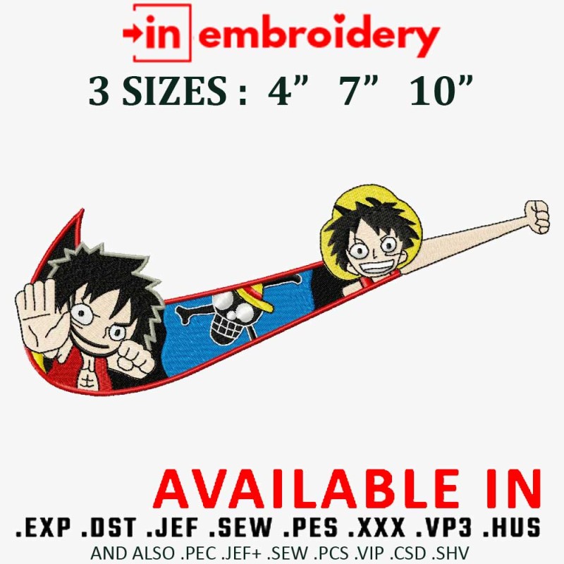 Swoosh x Luffy Punch Embroidery Design 3 Sizes