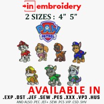 8 Paw Patrol Embroidery Designs 2 Sizes .hus .pes .vip .jef INSTANT DOWNLOAD