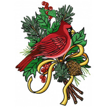 Red Cardinal Bird Christmas machine Embroidery Design 4 Sizes