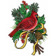 Red Cardinal Bird Christmas machine Embroidery Design 4 Sizes