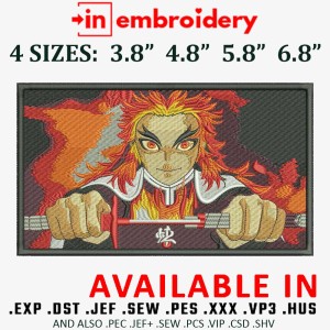 Rengoku Sword Anime Embroidery Design 4 Sizes