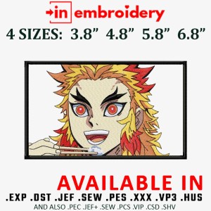 Rengoku Eating Frame Anime Embroidery Design 4 Sizes