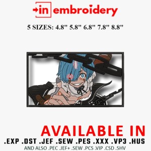 Rem Re Zero Anime Embroidery Design 5 Sizes Rem Re Zero Anime Embroidery Design 5 Sizes