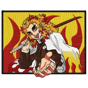 Rengoku Frame Sword Anime Embroidery Design 4 Sizes