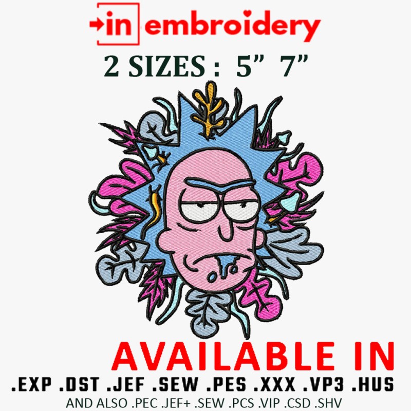 Rick Ugly Head Embroidery Design 2 Sizes