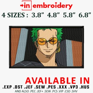 Roronoa Zoro Stylish Embroidery Design 4 Sizes