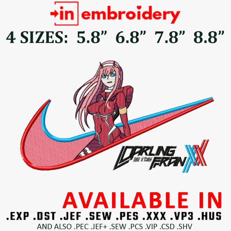 Swoosh x Zero Two Embroidery Design 4 Sizes