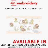 Safari Animals Embroidery Designs 6 Sizes