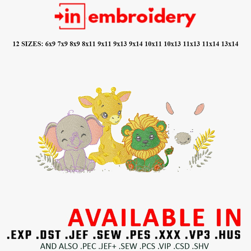 Safari Embroidery Designs 12 Sizes