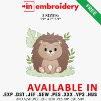 Safari Hedgehog Embroidery Design 3 Sizes Free Download