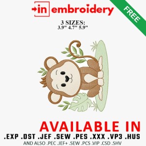 Safari Monkey Embroidery Design 3 Sizes Free Download Safari Monkey Embroidery Design 3 Sizes Free Download