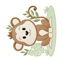 Safari Monkey Embroidery Design 3 Sizes Free Download