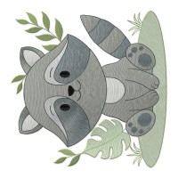 Safari Raccoon Scene Embroidery Design 3 Sizes Free Download