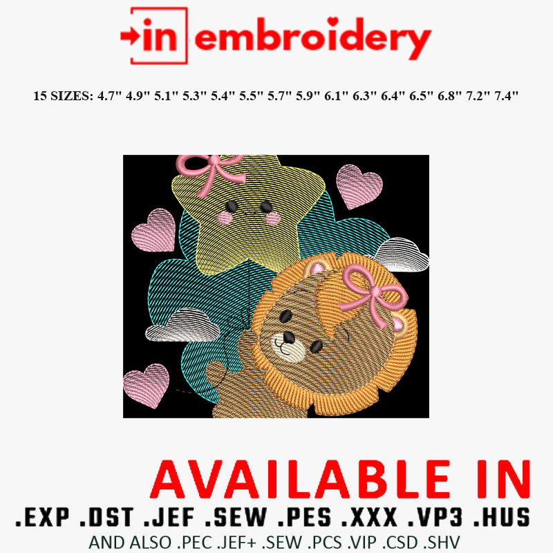 Safari Sky Girls Embroidery Designs 15 Sizes