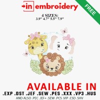 Safari Trio Wreath Embroidery Design 4 Sizes Free Download