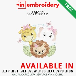 Safari Trio Wreath Embroidery Design 4 Sizes Free Download Safari Trio Wreath Embroidery Design 4 Sizes Free Download