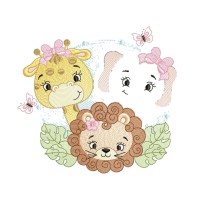 Safari Trio Wreath Embroidery Design 4 Sizes Free Download